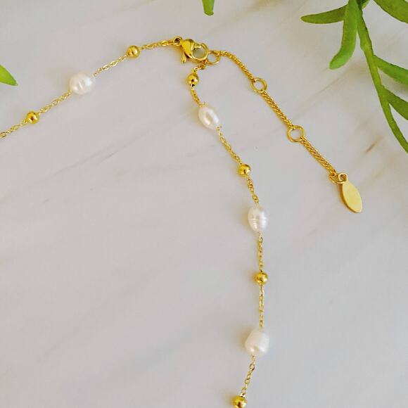 Ashley Freshwater Pearl Necklace - Gold Chain Pearl Necklace - Picture 3 of 6